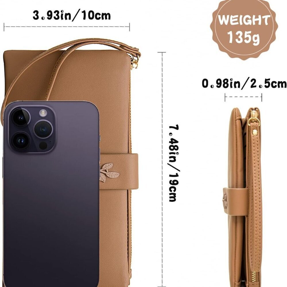 Women's RFID Blocking Wristlet Wallet with Phone Pocket Large Capacity Stylish P - Picture 4 of 7
